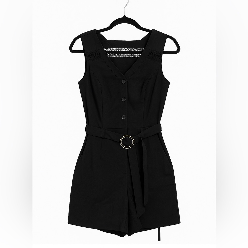 JNSQ Erin Black Belted Button-Front Jumpsuit – Size Small